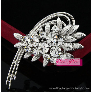 Broche de jóias de diamante de flor em forma de crescente elegante